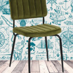 Chaise Paddy velours vert mousse Athezza Déco vintage