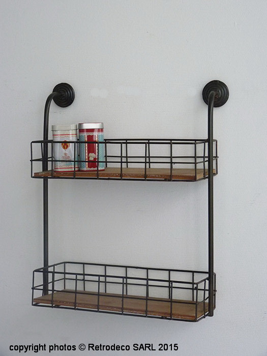 Etagère murale deux paniers déco campagne Antic Line – Image 1