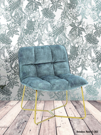 Fauteuil Butano velours pétrole Athezza