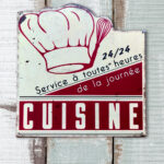Plaque Cuisine Service à toutes heures déco brocante