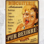 Plaque métal patiné Biscuiterie pur beurre Antic Line