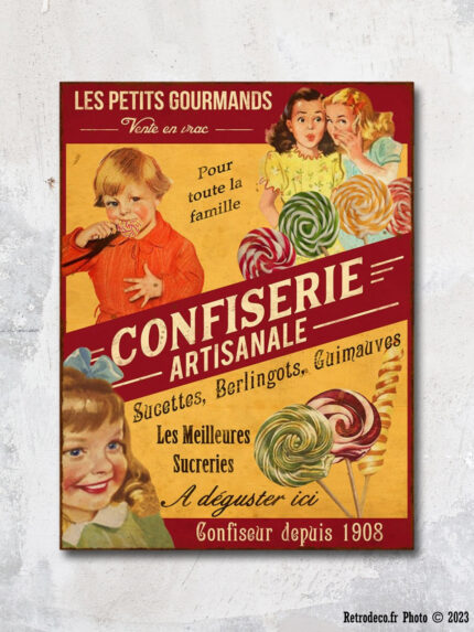 Plaque métal patiné Confiserie petits gourmands Antic Line