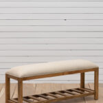 Banc Hermine assise beige en lin déco campagne Chehoma