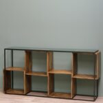 Etagère Rubik manguier dessus en verre Chehoma