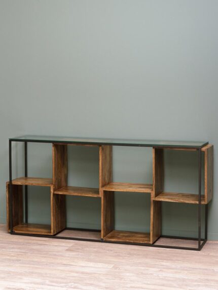 Etagère Rubik manguier dessus en verre Chehoma