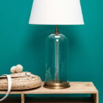 Lampe Kazan verre et laiton déco brocante Chehoma