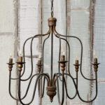 Lustre Aurèle métal noir touches vieil or Chehoma