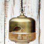 Suspension Hybrid verre et métal patine laiton Chehoma