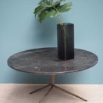 Table basse ronde Black bee marbre et laiton Chehoma